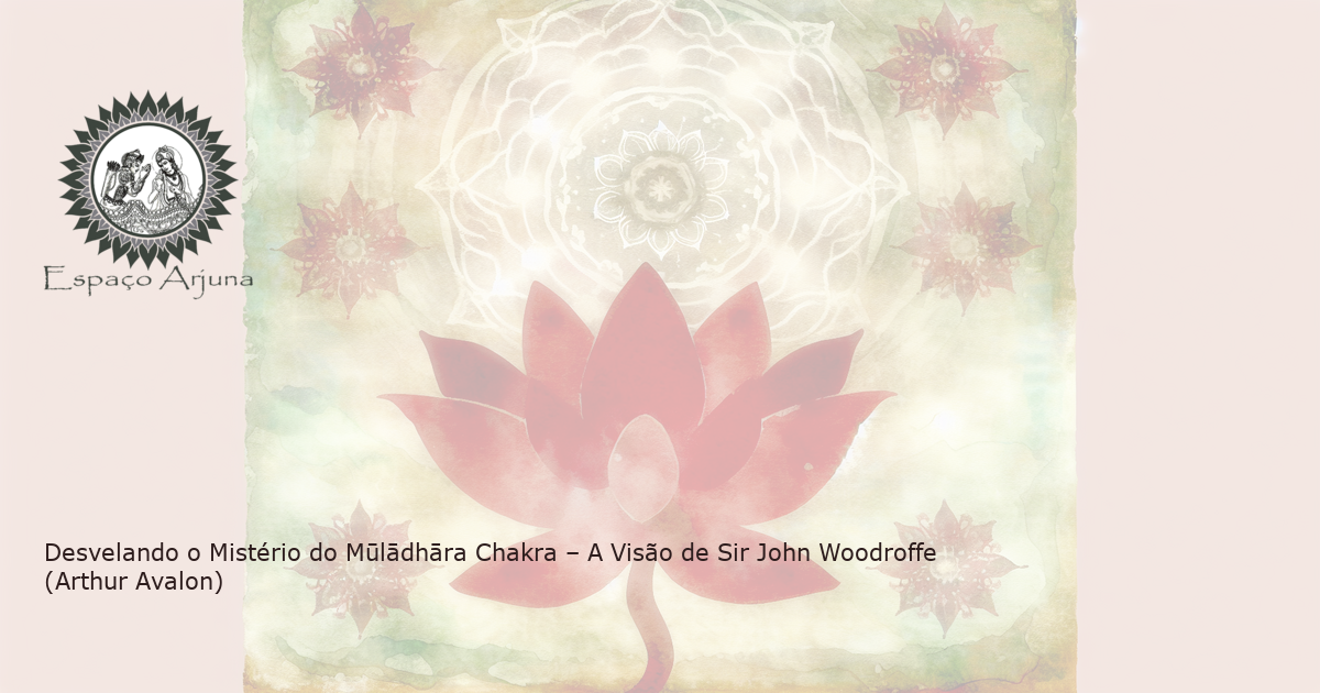 Desenho em aquarela de um lótus vermelho radiante de quatro pétalas enraizado na terra sob um céu sereno e meditativo, simbolizando o chakra Muladhara.