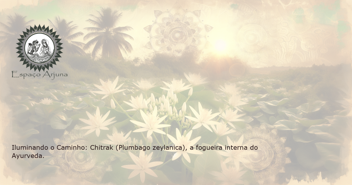 Uma representação poética da Planta Chitrak, florescendo sob a luz do sol, simbolizando a vitalidade e o 'fogo interno' que ela representa.