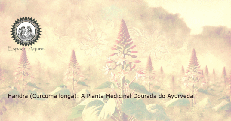 Realistic illustration of the medicinal plant Haridra, showcasing its flower and golden roots.