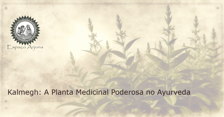 Ilustração realista da planta medicinal Kalmegh (Andrographis paniculata) em um jardim sereno ao amanhecer.
