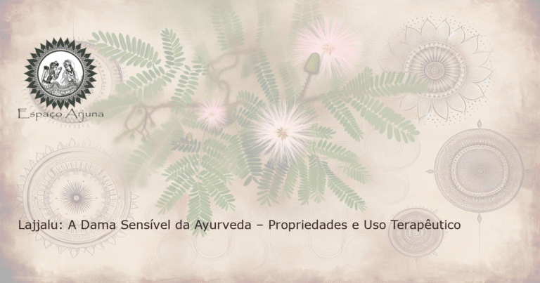 Ilustração detalhada e realista da planta medicinal Lajjalu (Mimosa pudica) com suas folhas 'sensíveis' e delicadas flores rosa