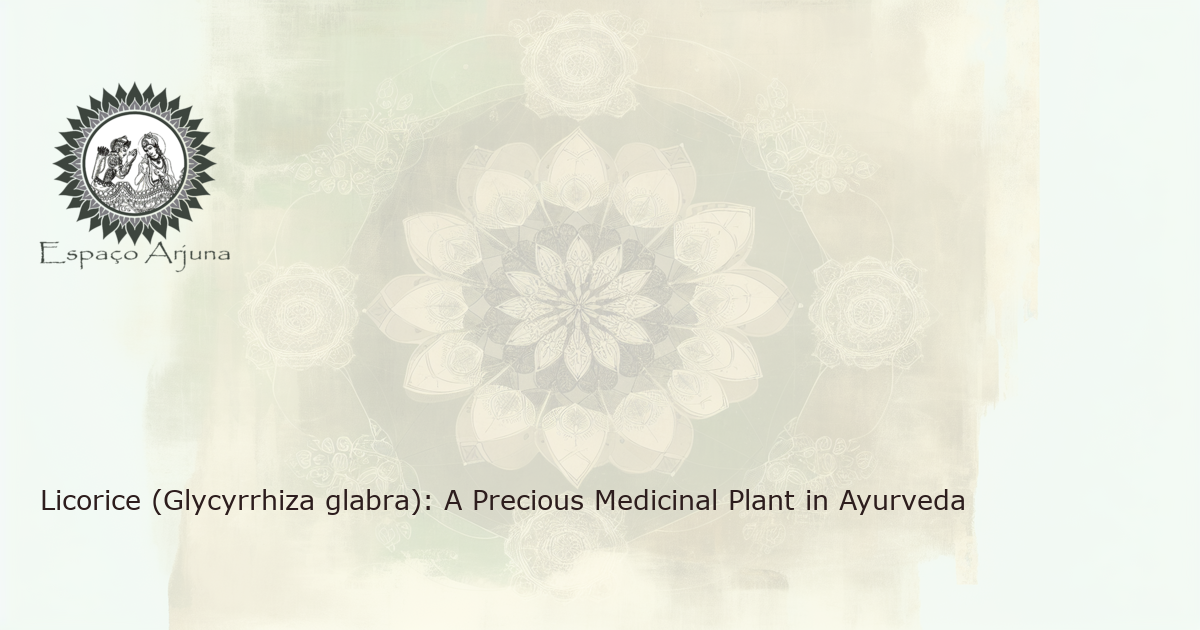 Realistic image of the licorice plant (Glycyrrhiza glabra), its root, and some of its Ayurvedic preparations