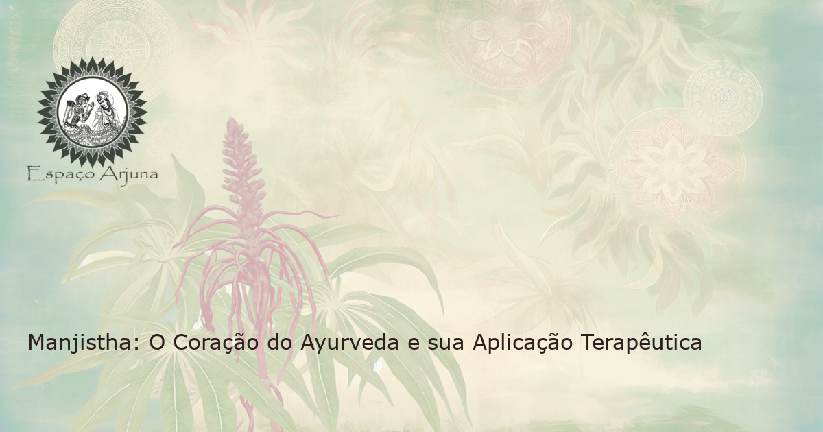 Imagem realista da planta Manjistha em um ambiente natural sereno, destacando as raízes vermelhas que são usadas para fins medicinais