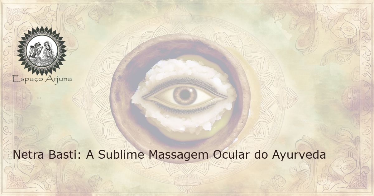 Imagem ilustrativa de um tratamento ocular tradicional ayurvédico Netra Basti sendo realizado.