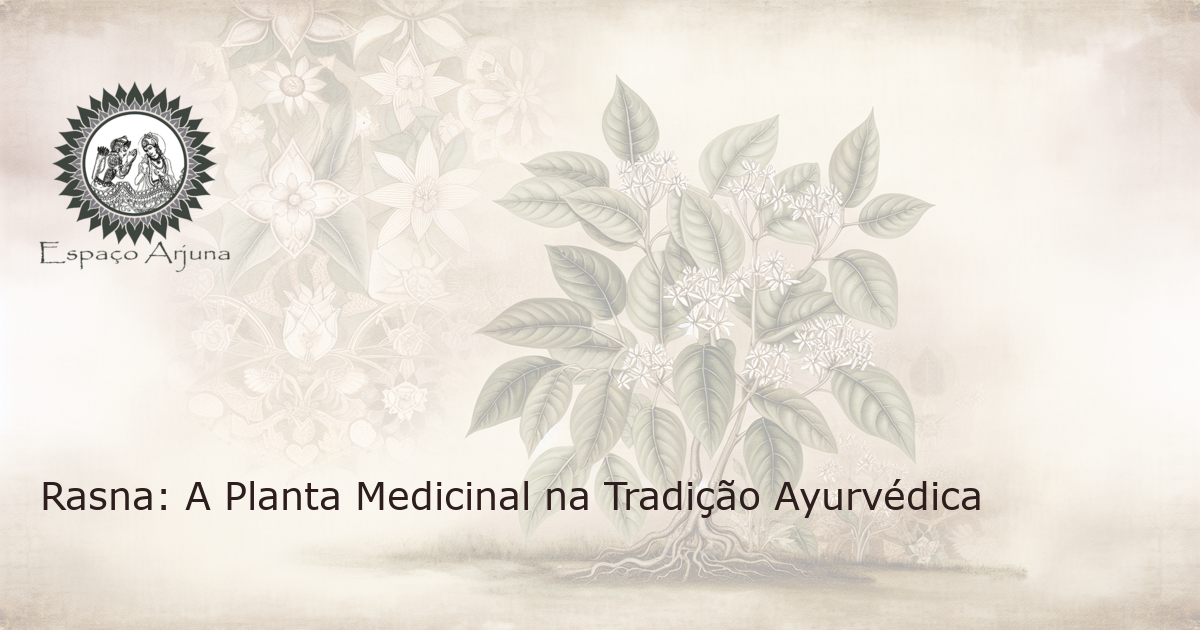 Ilustração detalhada da planta Rasna, destacando suas propriedades medicinais.