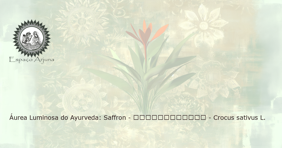 Saffron plant, Crocus sativus, in a serene and beautiful Ayurvedic herb garden, under the mild light of the morning sun