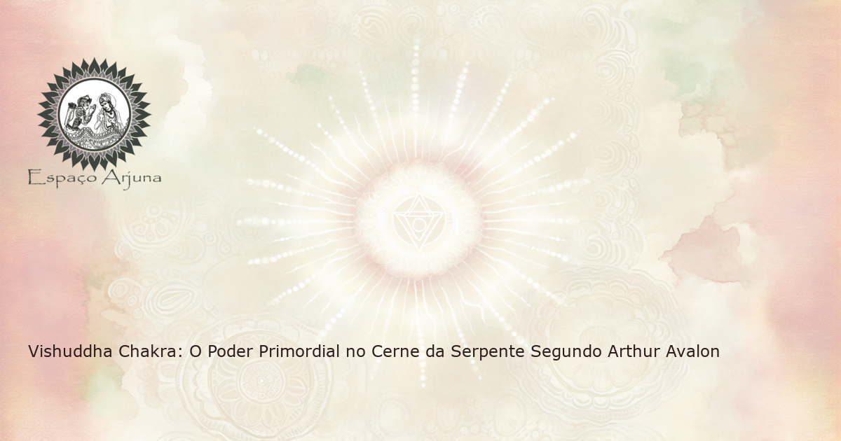 Vishuddha Chakra brilhante na base da coluna de um praticante de meditação, cercado pela energia kundalini pintada em estilo aquarela