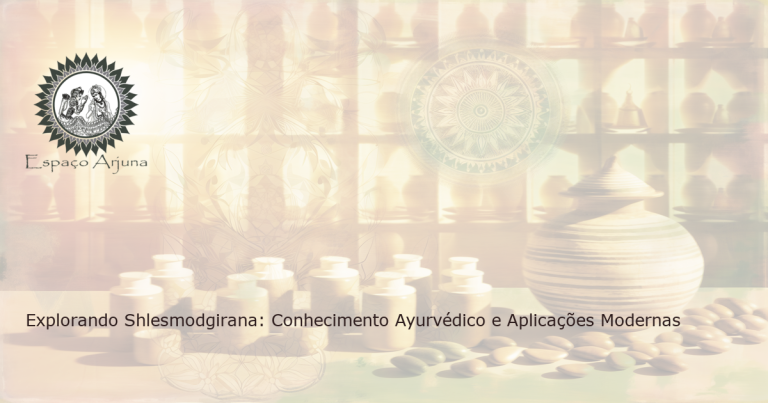 Imagem de clínica ayurvédica antiga com ervas e óleos organizados