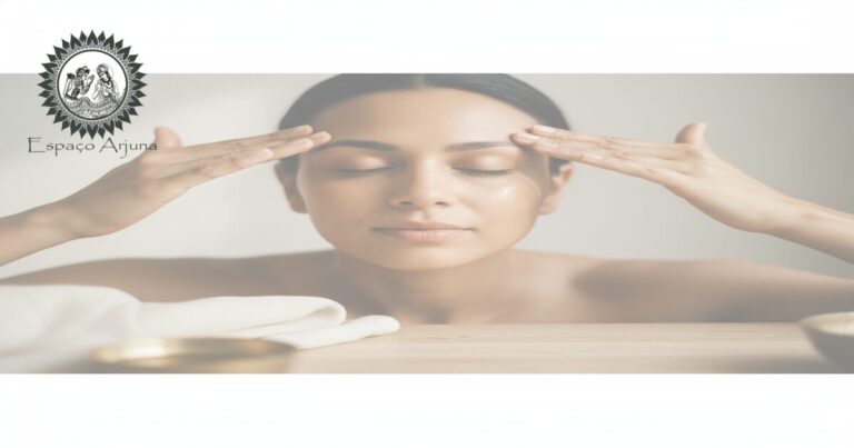 Pessoa recebendo mukhabhyanga: massagem facial com óleo
