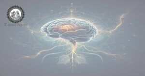 Ilustração da afasia progressiva primária relacionando alterações de fala, majjā dhātu e prāṇavaha srotas.