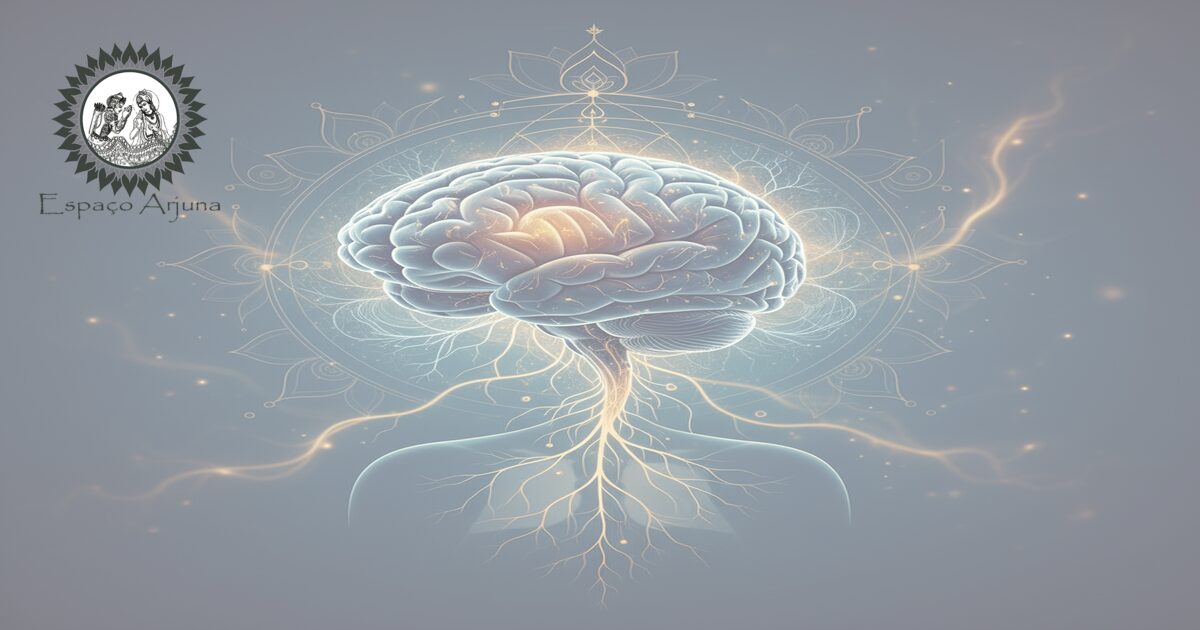 Ilustração da afasia progressiva primária relacionando alterações de fala, majjā dhātu e prāṇavaha srotas.