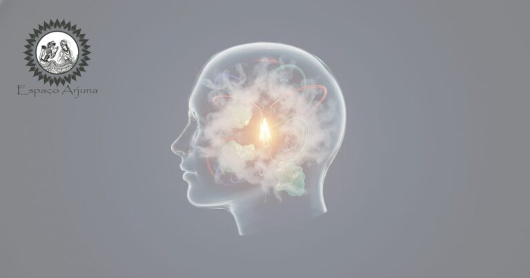 Diagrama conceitual do ama sutil (Manasika) e Agni mental, ilustrando perda de clareza.