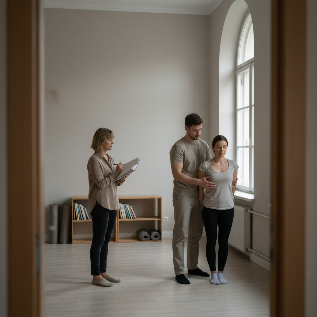 Aula prática e leitura de textos clássicos em curso de pós-graduação-yoga, com supervisão acadêmica e estudo teórico.