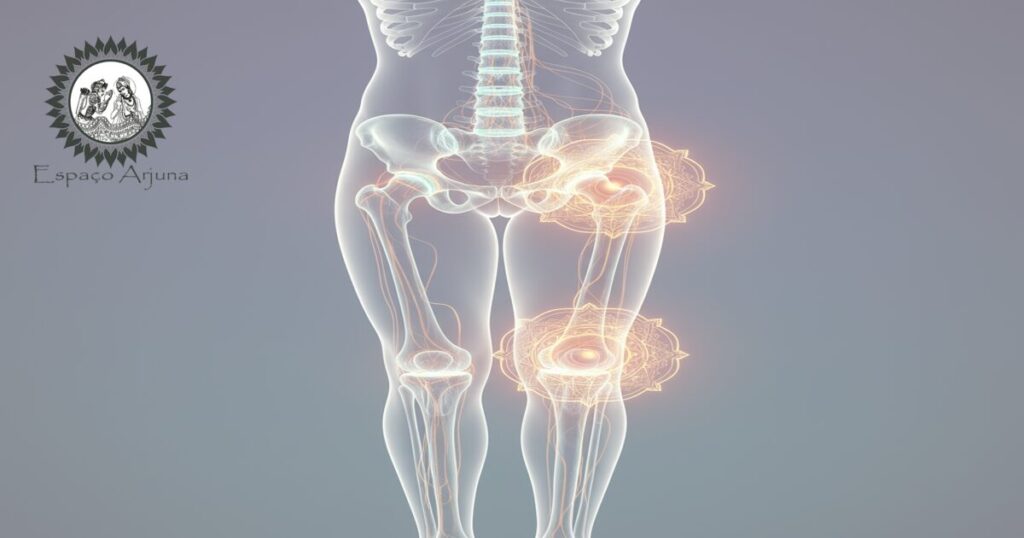 Paciente com osteoartrite severa no joelho, apresentando rigidez e limitação funcional.