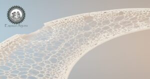 Ilustração sobre osteoporose e fraturas por fragilidade, prevenção e cuidados integrativos