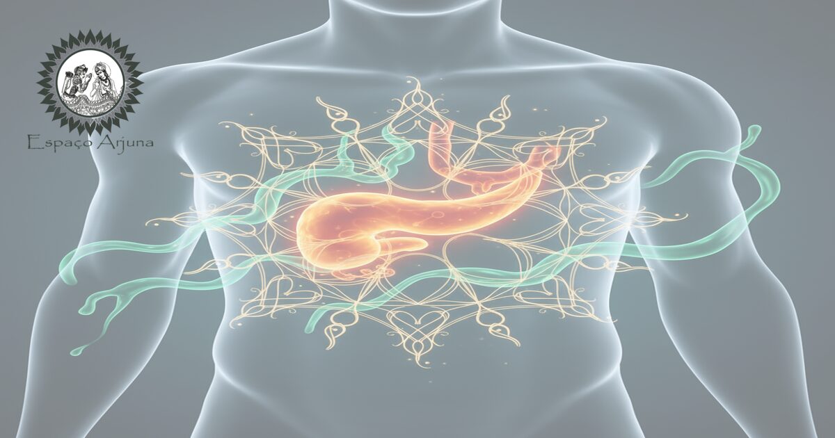 Ilustração do pâncreas destacando áreas de inflamação em caso de pancreatite