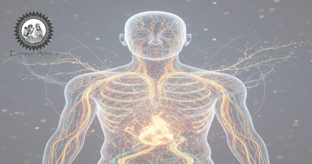 Diagrama representando os srotas e sua relação com agni e āma
